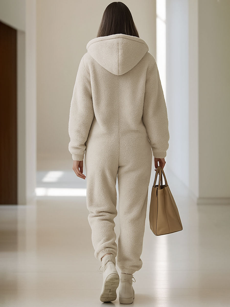 Livraison en 24h : Salopette Vintage à Capuche Zippée en Polaire, Style Décontracté et Ample