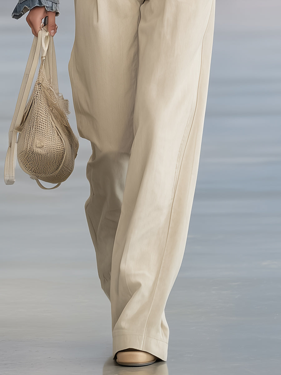 Chic et Décontractés : Pantalons Larges en Khaki avec Volants
