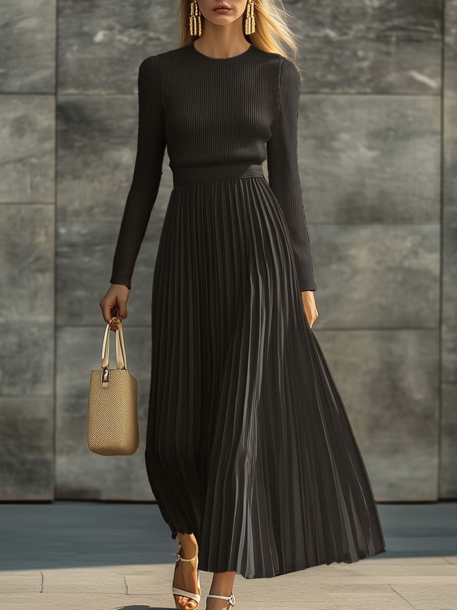 Robe Maxi Élégante en Satin Crème : Confort et Style Décontracté avec Manches Longues et Ourlet Plissé