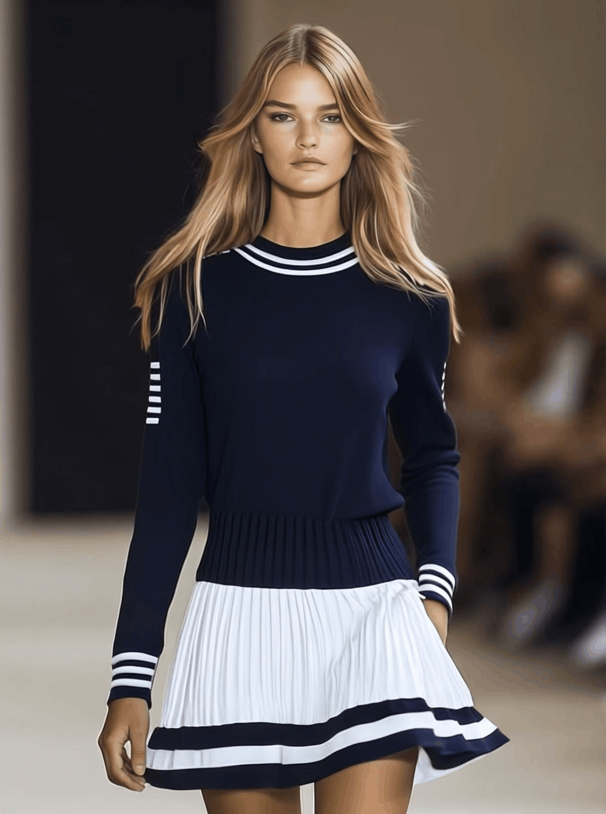 Robe Mini Bicolore Bleu Marine et Blanc - Style Sportif, Expédition en 24 Heures