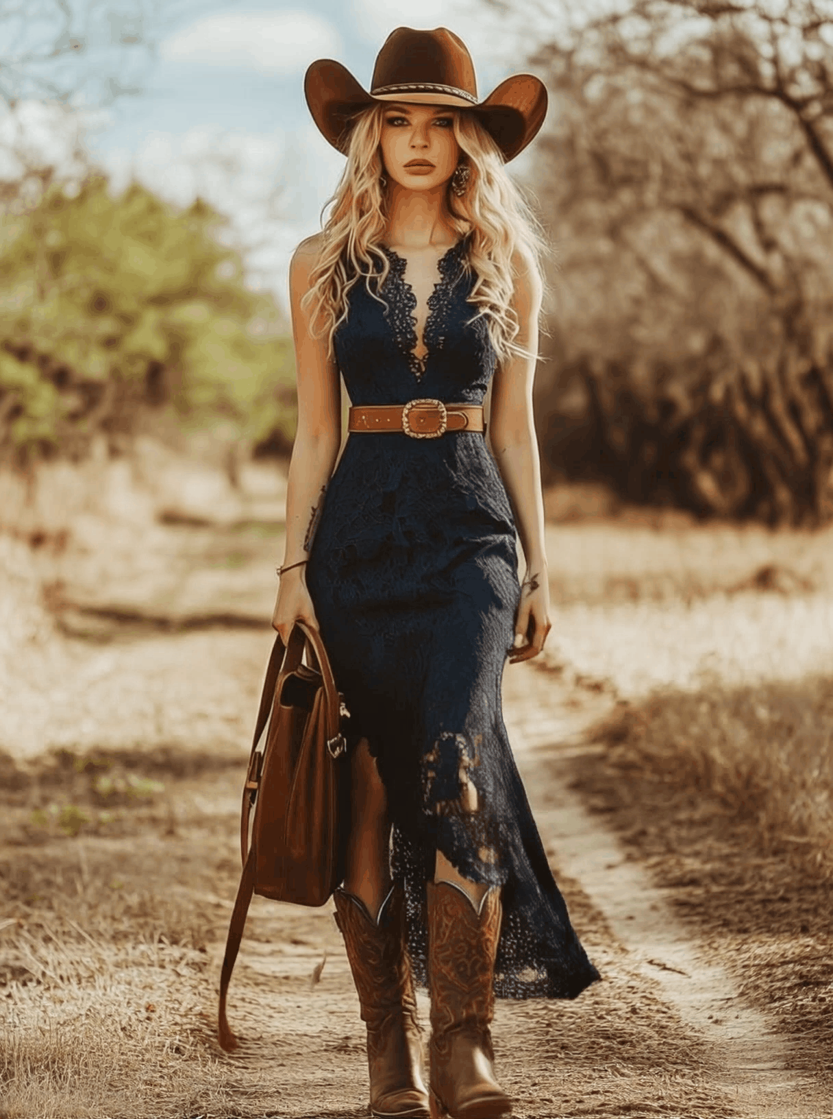 Robe Midi Bohème Vintage en Dentelle Bleue - Expédition Rapide sous 24 Heures