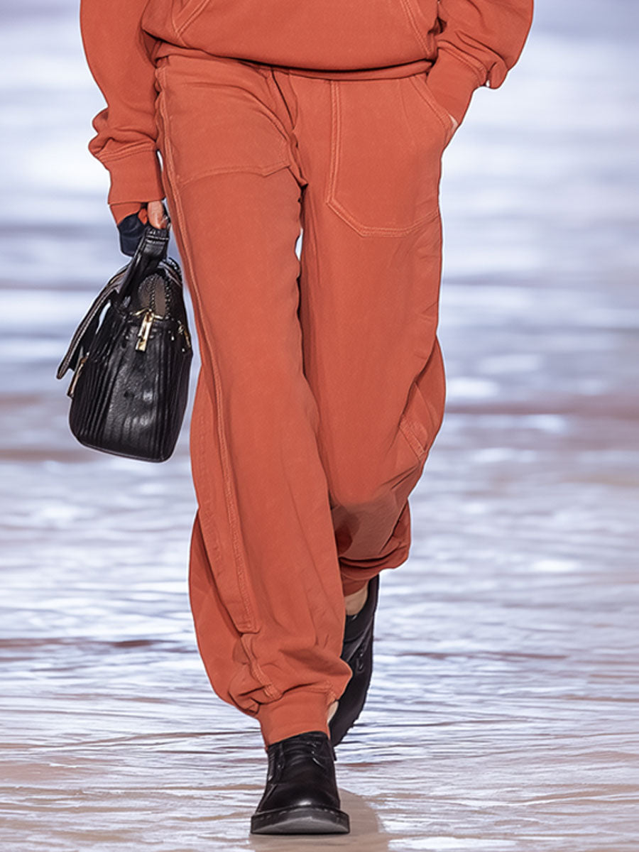 Ensemble Sportif Décontracté : Sweat à Capuche Orange Rétro à Manches Longues