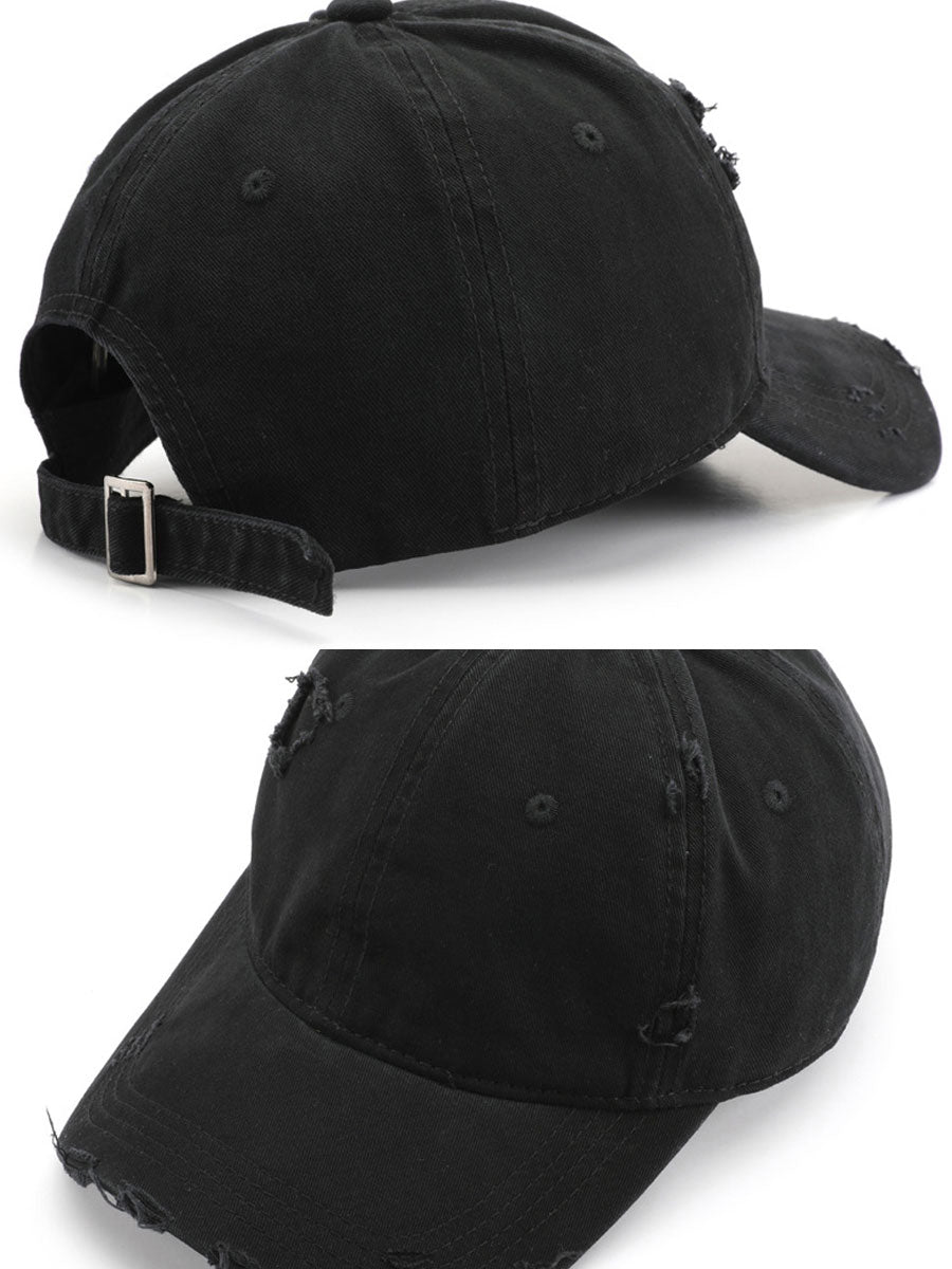 Casquette en coton décontractée à la mode avec effet déchiré