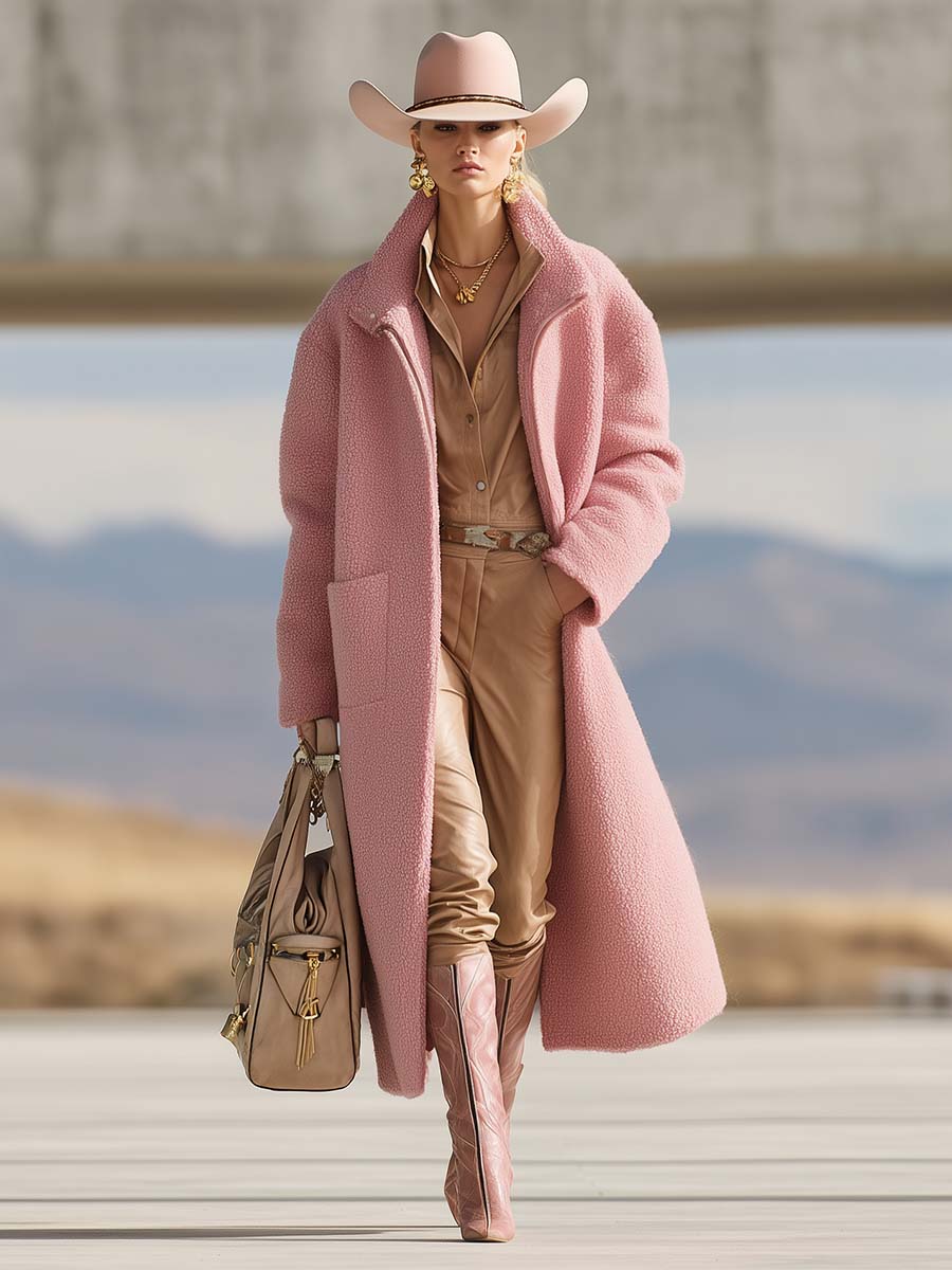 Veste Polaire Rose à Zip Avant avec Col Chic - Élégante et Polyvalente