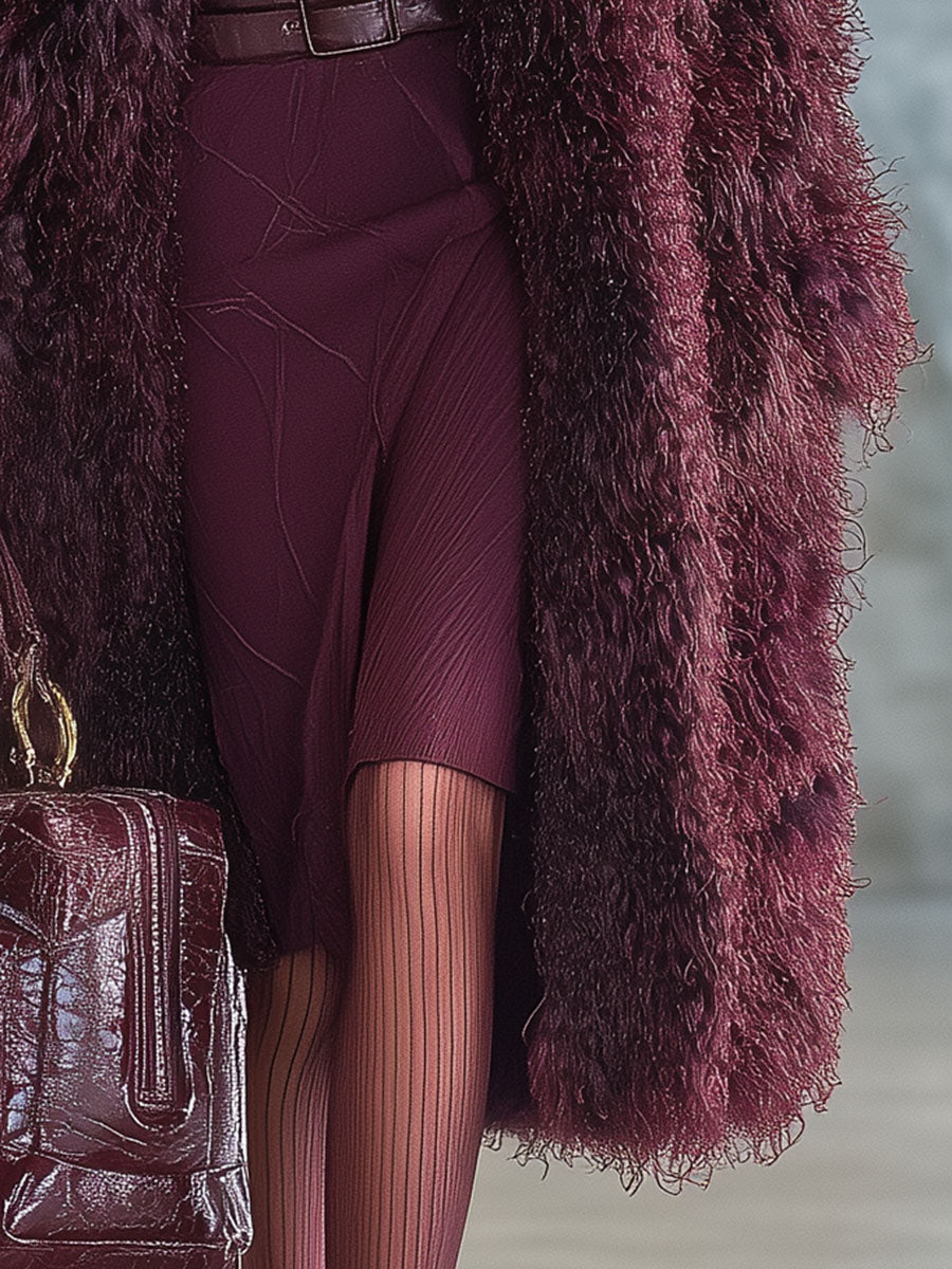 Élégant Manteau en Fausse Fourrure Prune : Style et Chic Assurés