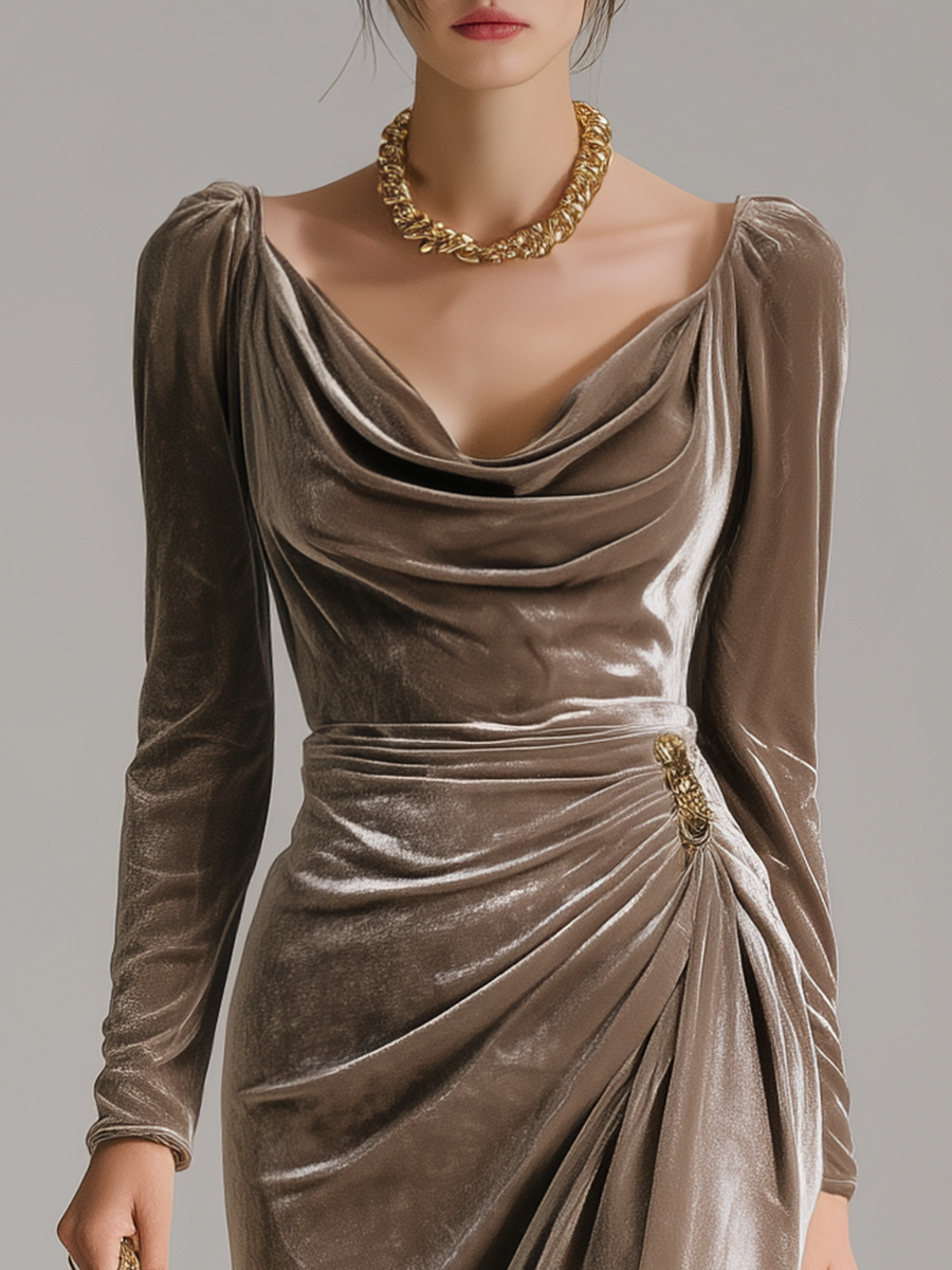 Élégante Robe Midi en Velours