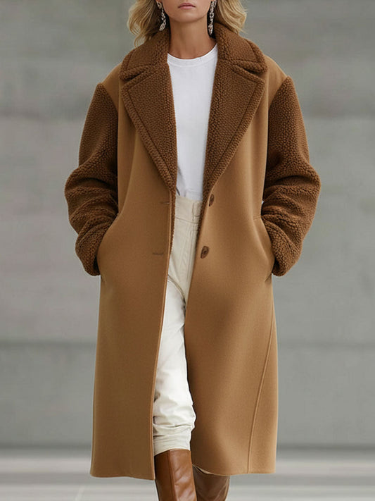 Veste en polaire marron kaki au style rétro décontracté