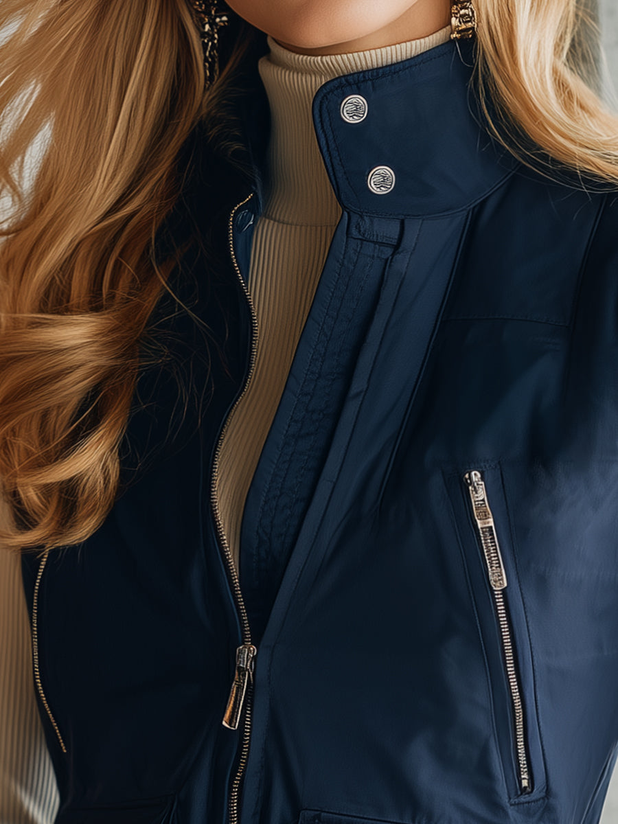 Décontracté Gilet Coupe-Vent Bleu Foncé