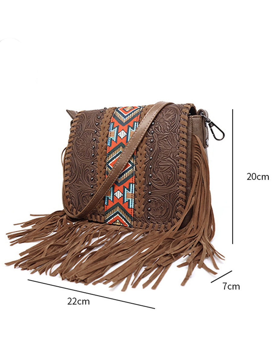 Sac Bohème en PU avec Franges Ethniques