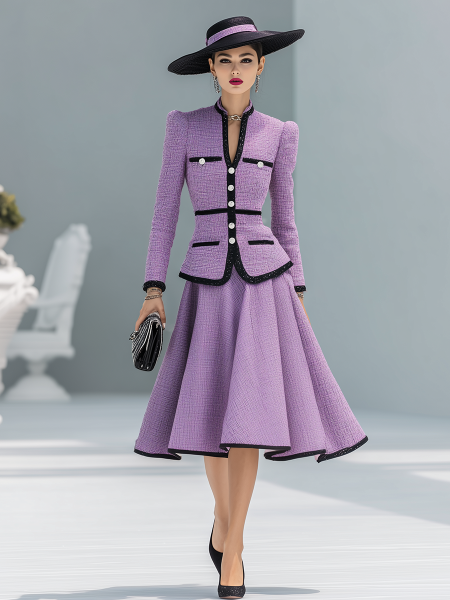 Ensemble Élégant en Tweed Bicolore