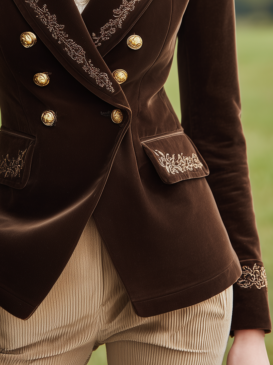 Élégant Blazer en Velours au Charme Western Rétro