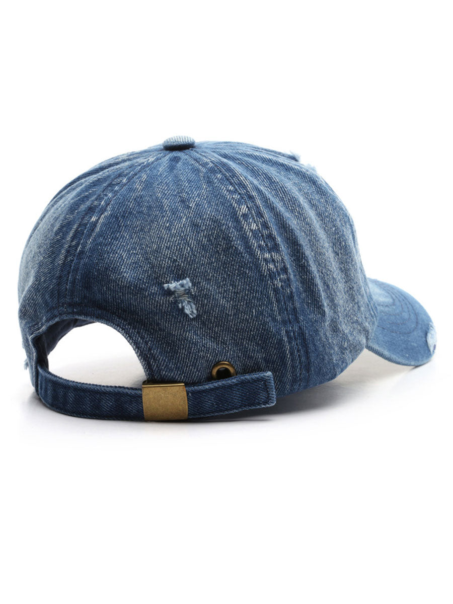 Casquette Vintage en Denim Effet Usé - Style Rétro