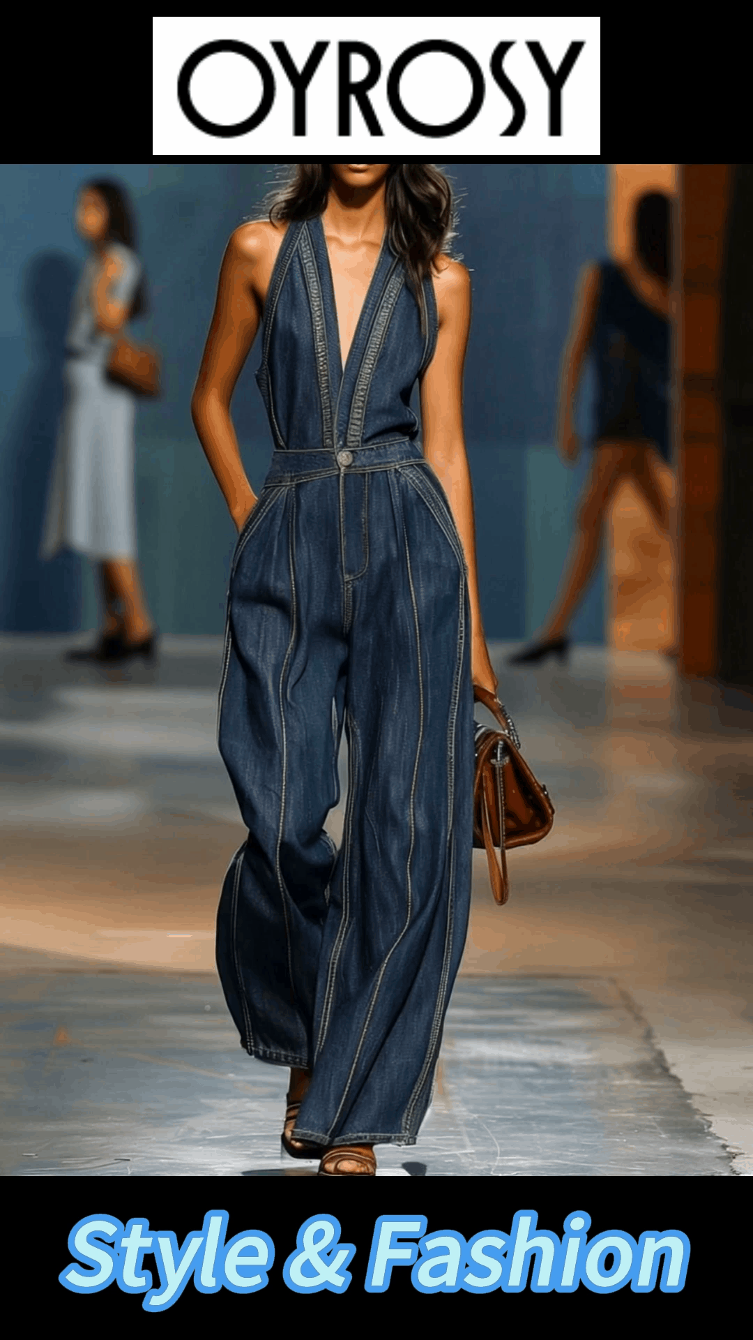 Expédition Rapide : Combinaison en Denim Sans Manches à Col en V – Style Rétro Décontracté