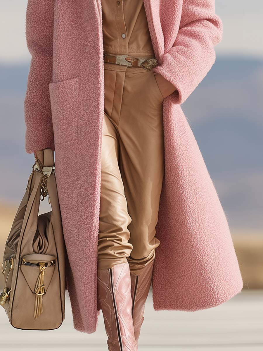 Veste Polaire Rose à Zip Avant avec Col Chic - Élégante et Polyvalente