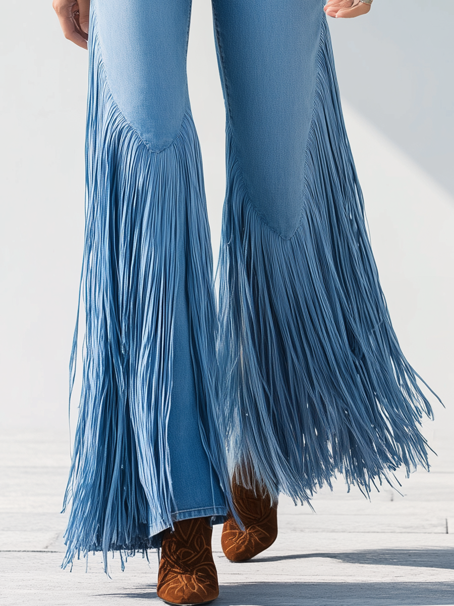 Jean Flare à Franges Vintage Chic