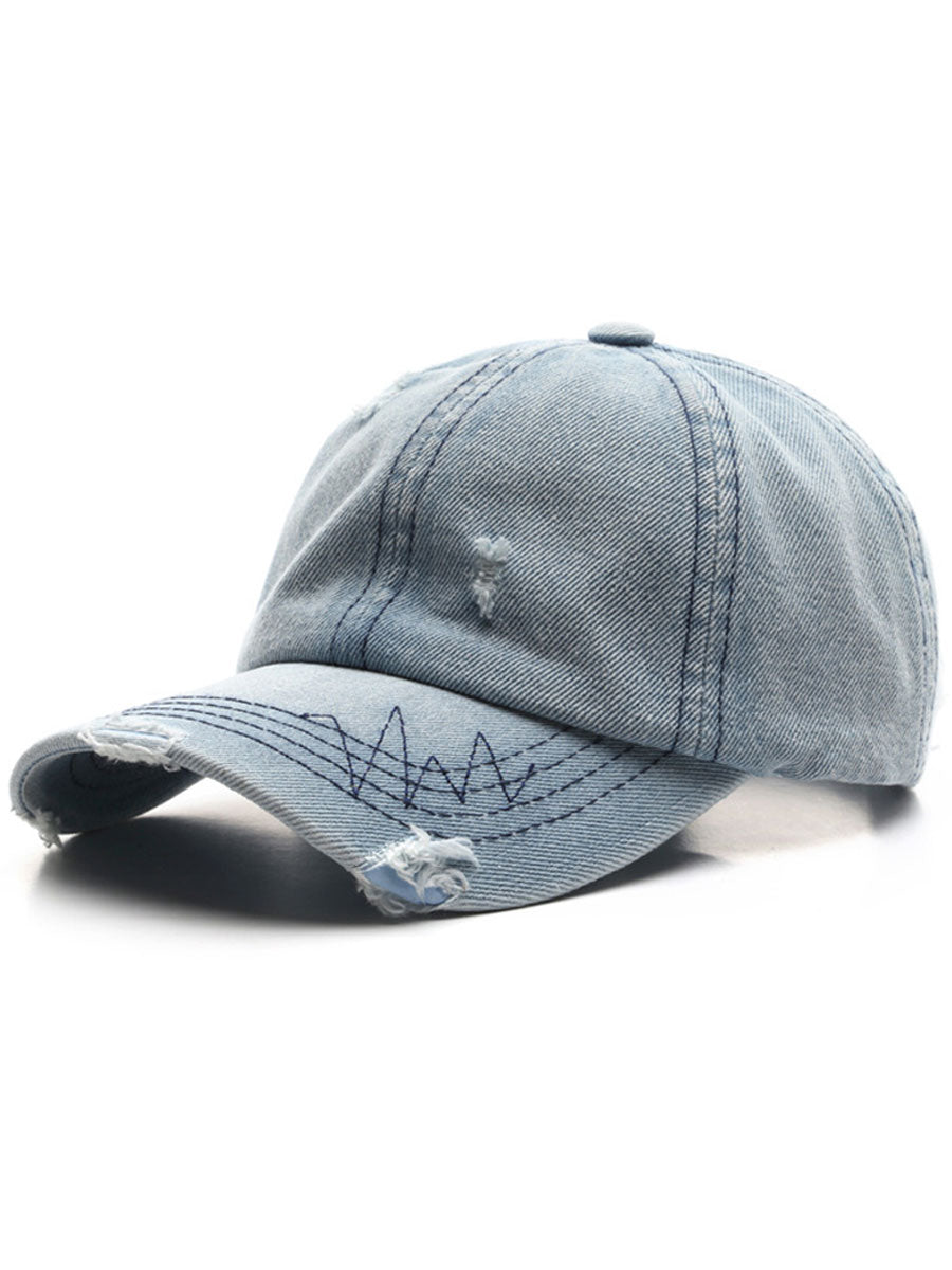 Casquette Vintage en Denim Effet Usé - Style Rétro
