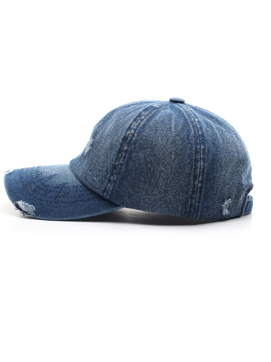 Casquette Vintage en Denim Effet Usé - Style Rétro