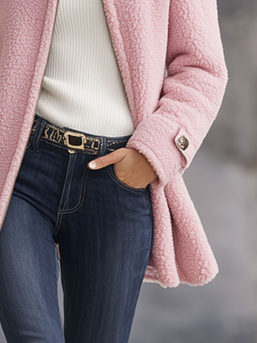 Veste Vintage en Polaire Rose avec Capuche - Style Décontracté