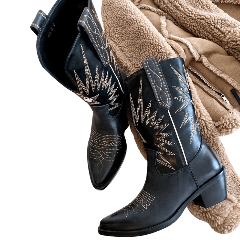 Élégantes Bottes Cowboy Noires pour Femme