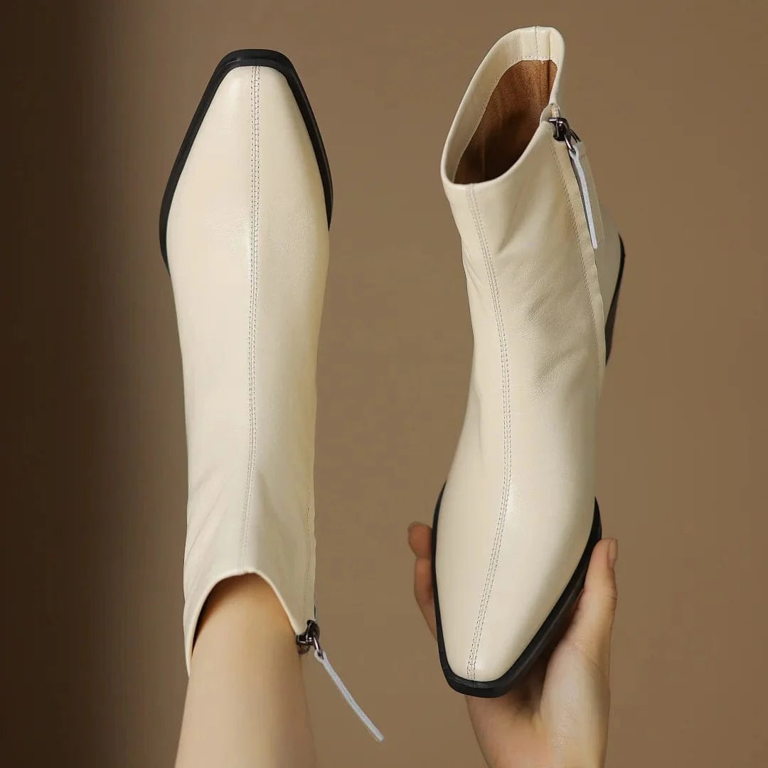 Western White Ankle Boots