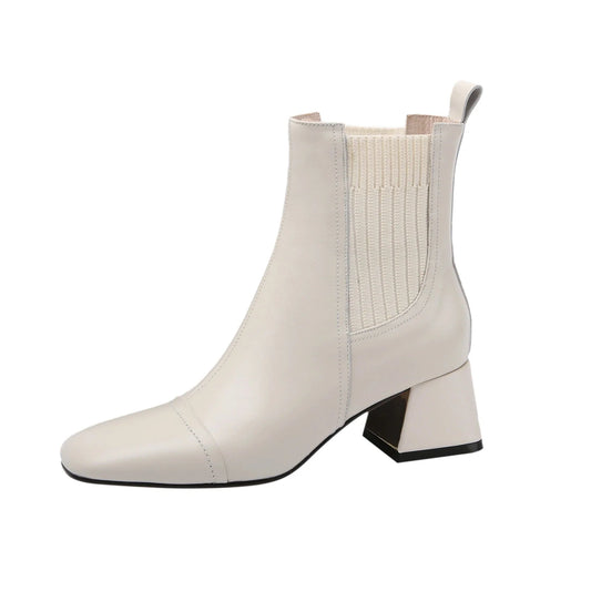 Beige Western Ankle Boots
