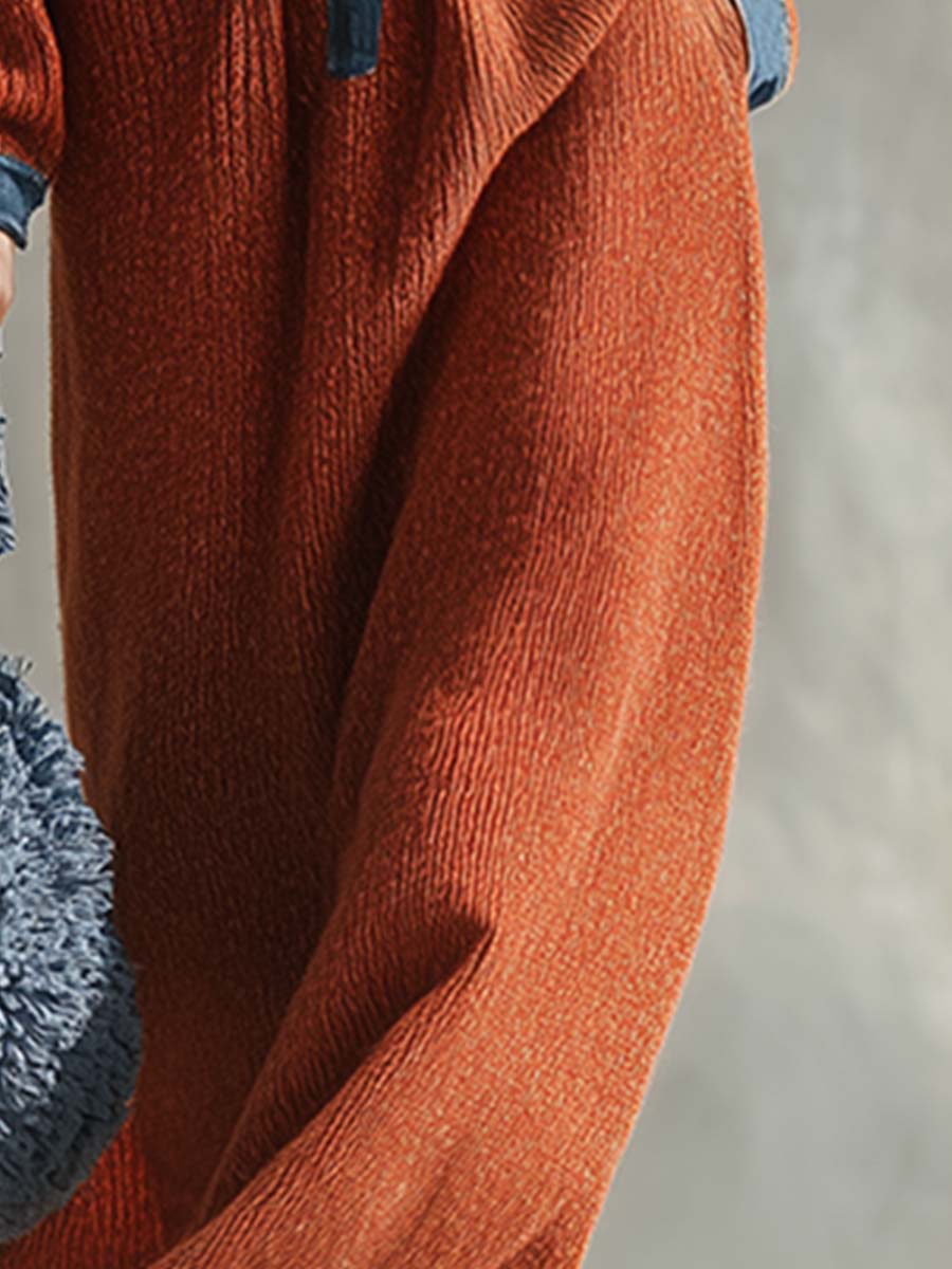 Robe Maxi Tricotée Orange en Denim : Chic et Décontractée