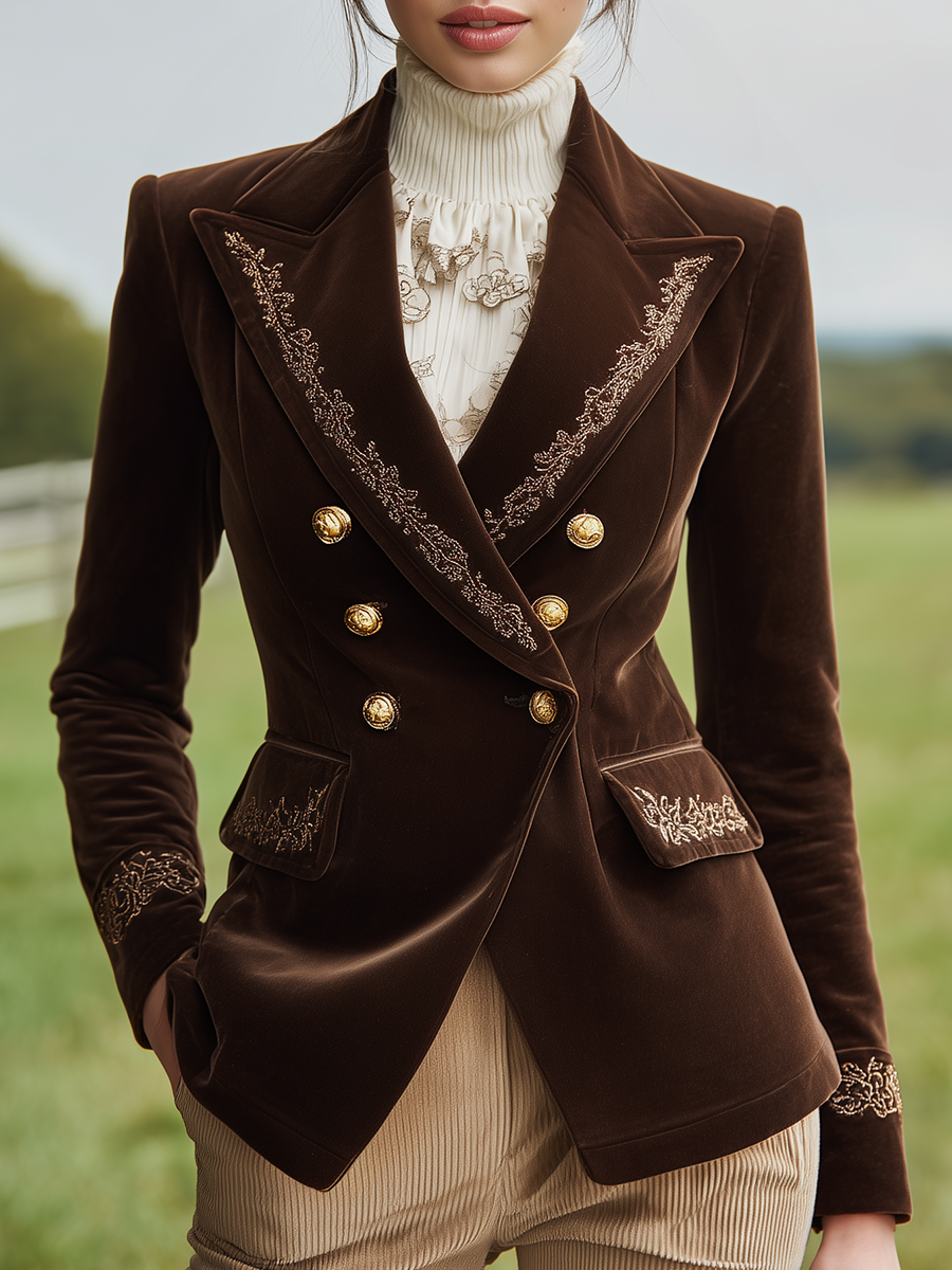Élégant Blazer en Velours au Charme Western Rétro