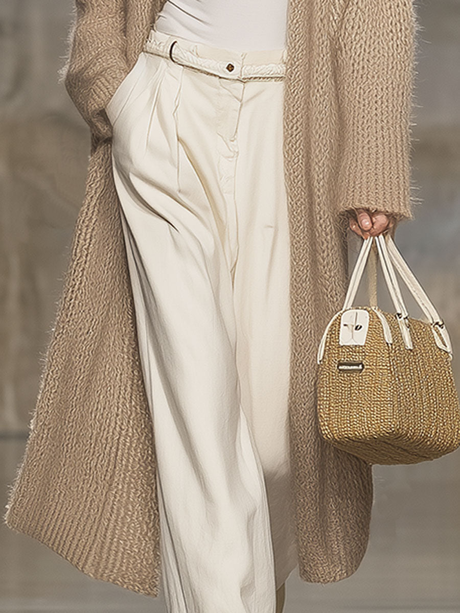Chic Retro Khaki Knitted Cardigan