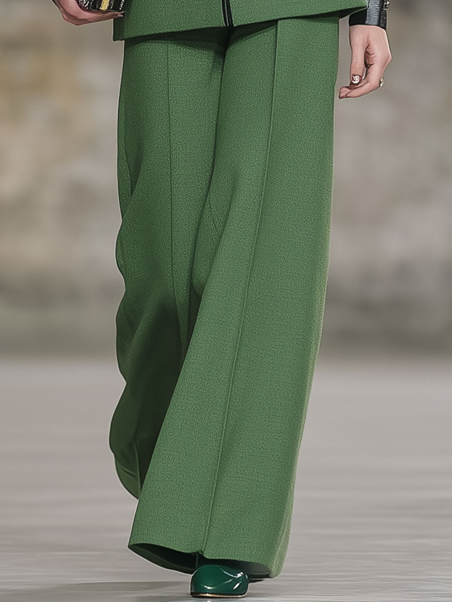 Chic Vintage Green Blazer & Trouser Set