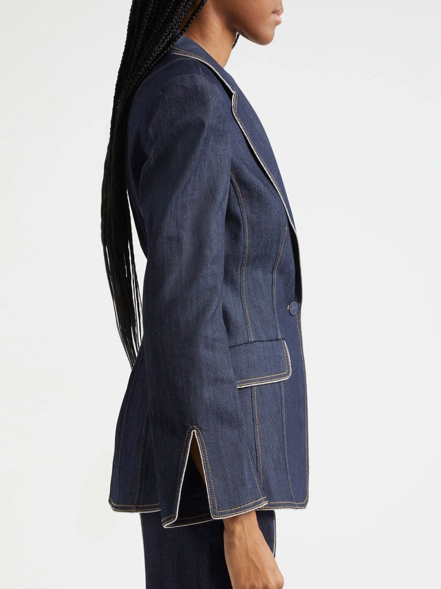 Veste en Jean Slim Fit à Manches Cloches et Fente - Livraison Rapide en 24 Heures