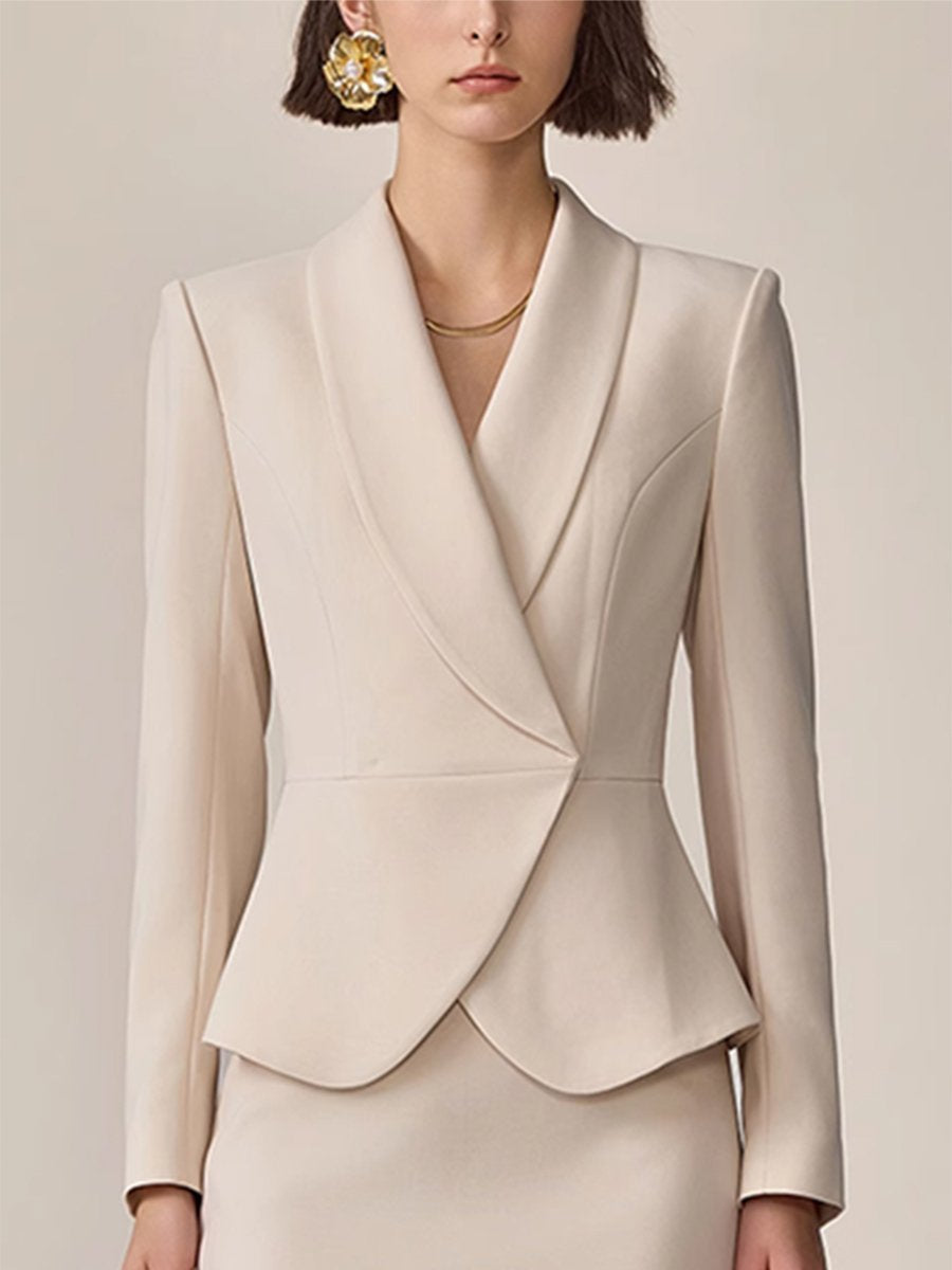 Costume Beige de Luxe avec Col – Livraison en 24 Heures
