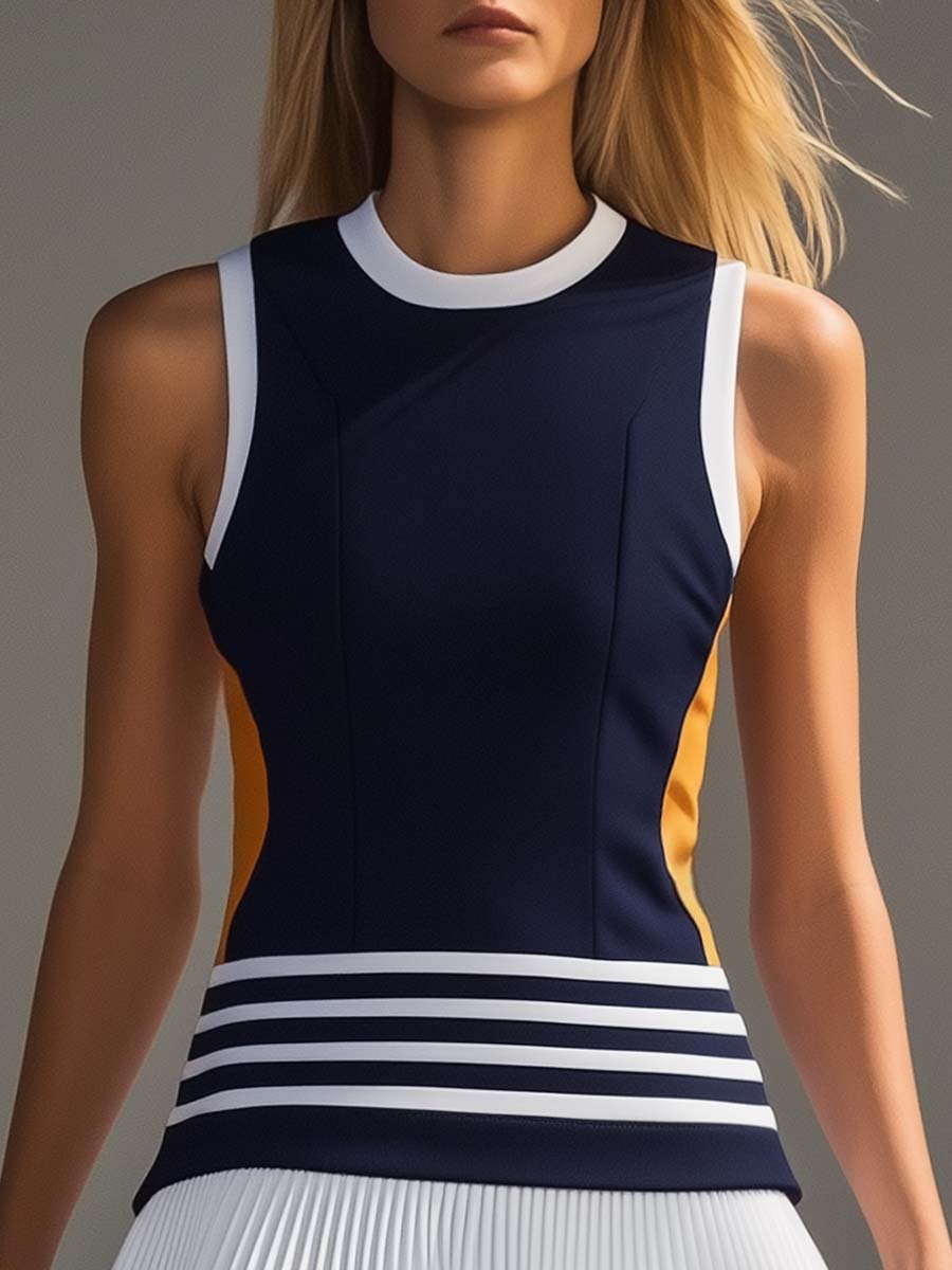 Robe Mini Bicolore Bleu Marine et Blanc - Expédition Rapide en 24 Heures