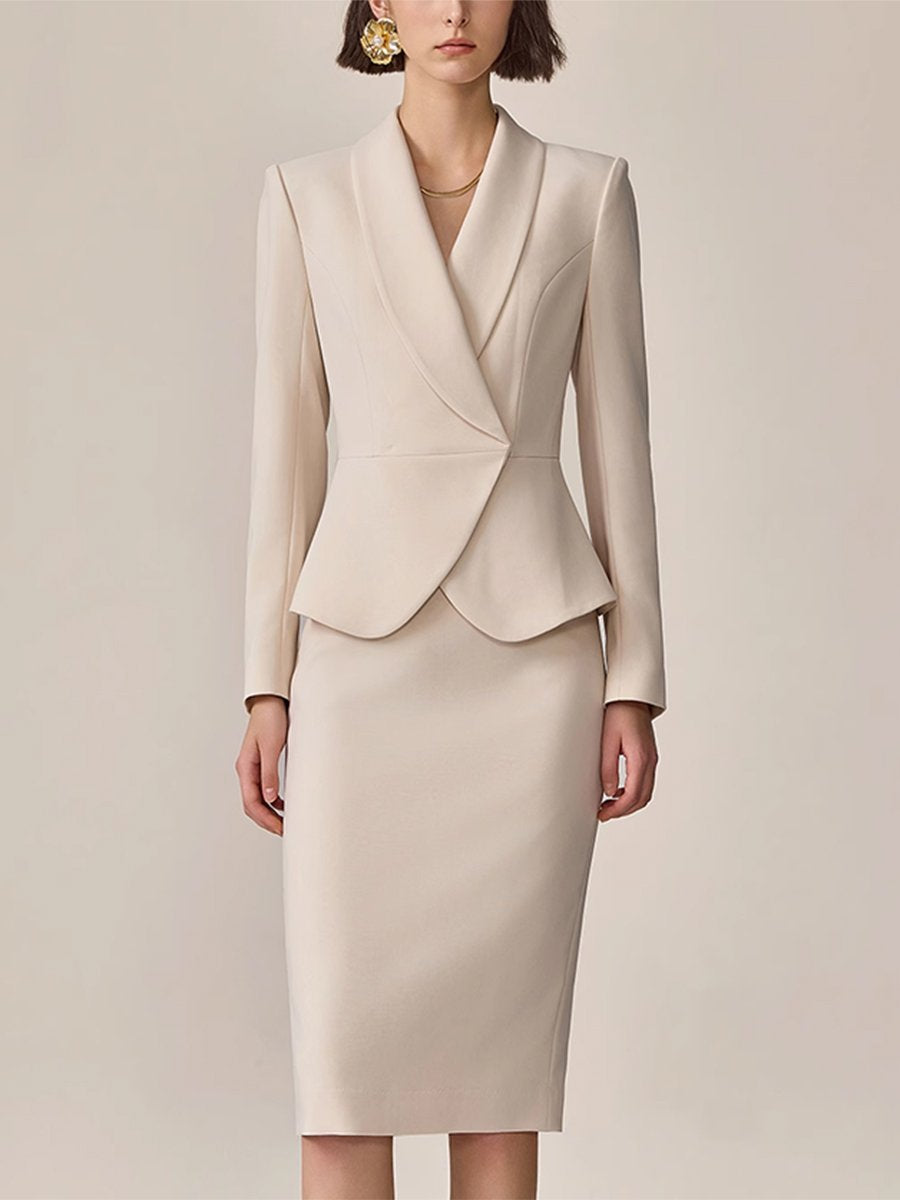 Costume Beige de Luxe avec Col – Livraison en 24 Heures
