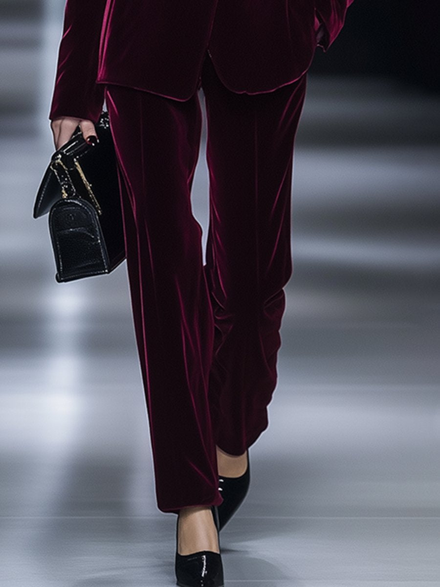 Costume en Velours Bordeaux Luxe - Expédition Rapide en 24 Heures
