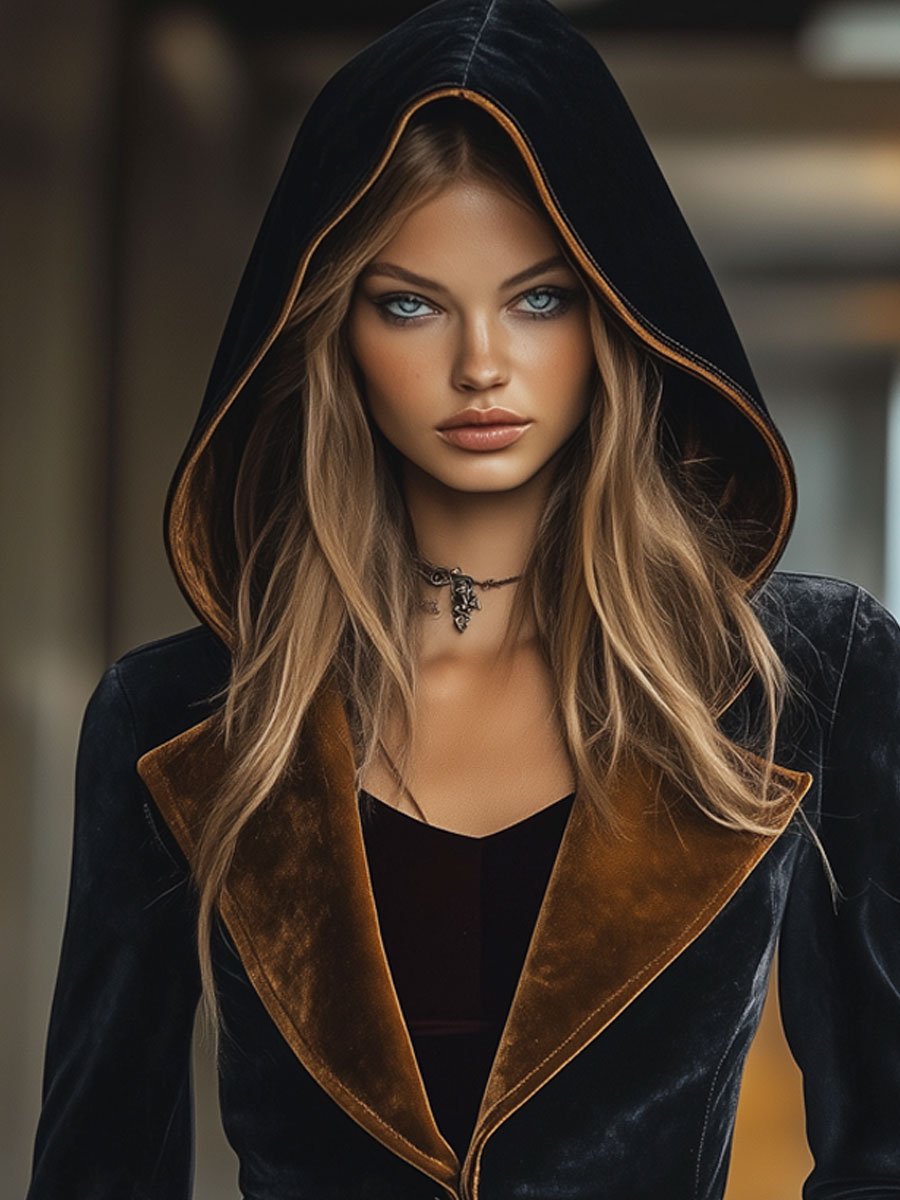 Veste à Capuche Vintage en Velours - Style Décontracté et Ample, Expédition Rapide en 24 Heures !