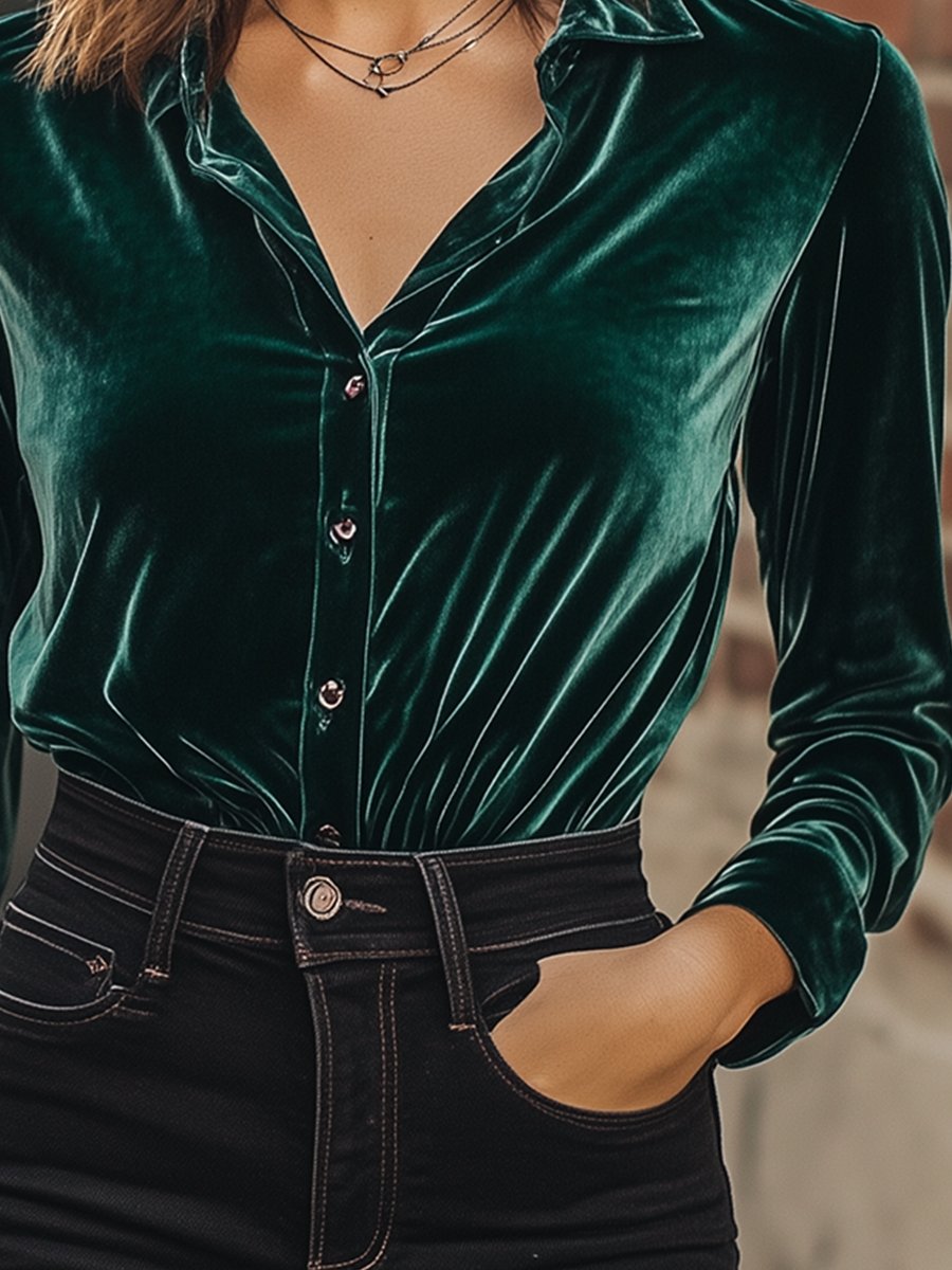 Chemise en Velours Rétro Décontractée - Livraison Rapide en 24 Heures !