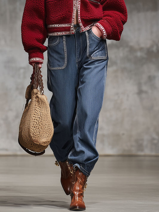 Jean Vintage à Poches - Coupe Décontractée