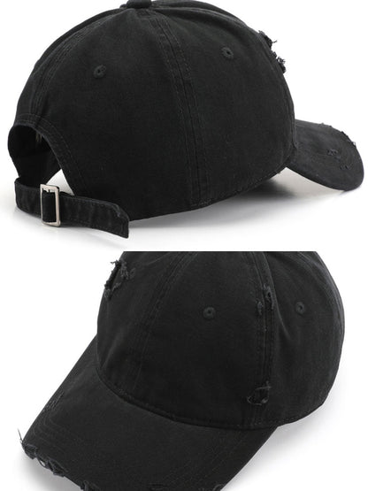 Casquette en coton décontractée à la mode avec effet déchiré