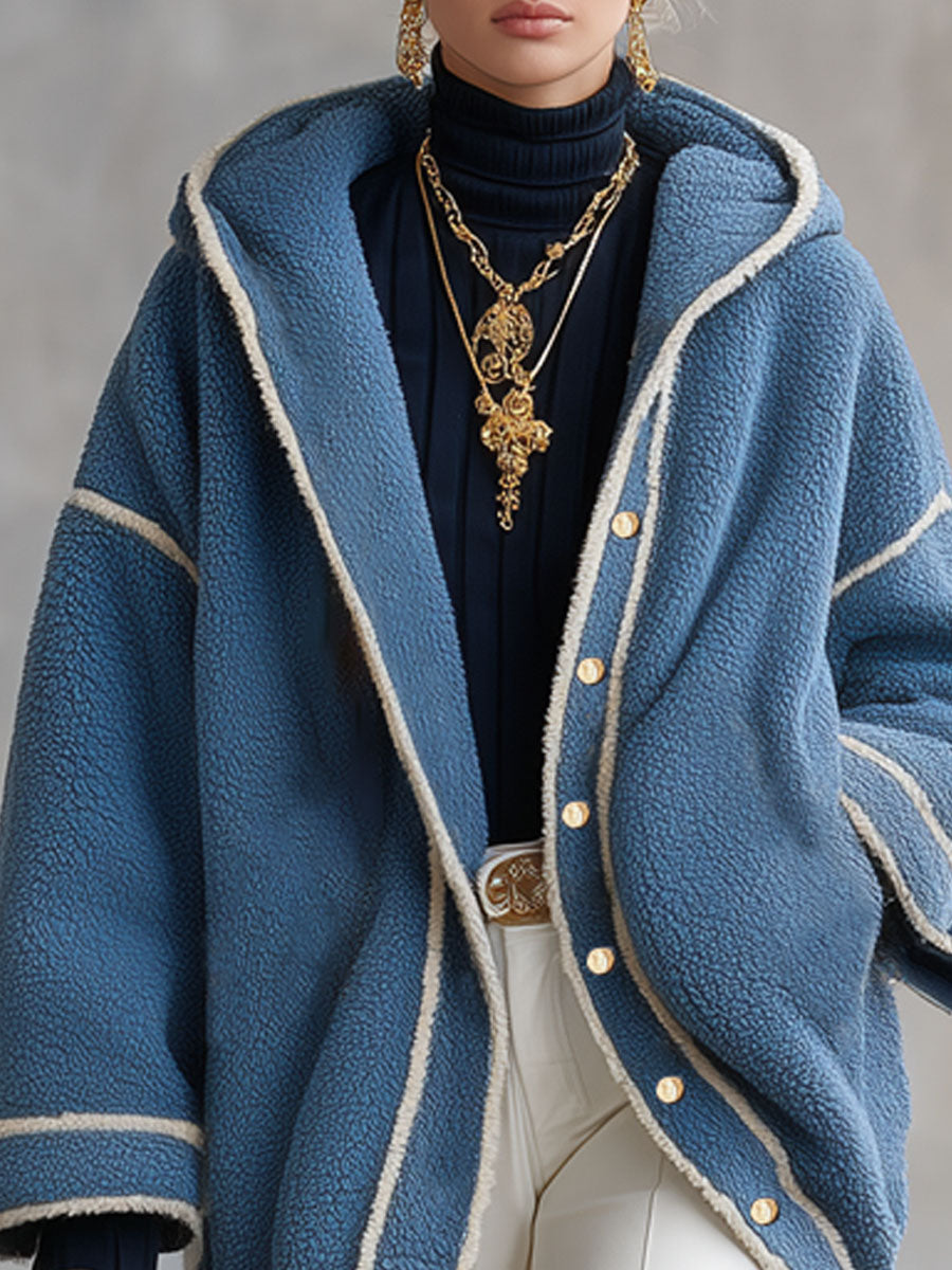 Veste en polaire oversize avec finition contrastée et boutonnage classique
