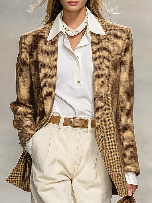 Chic Veste Kaki au Style Rétro