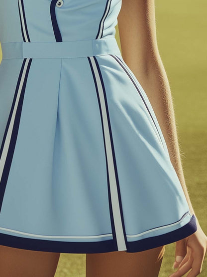 Robe Mini Tennis Élégante Sans Manches en Bleu Clair - Expédition Rapide en 24 Heures !