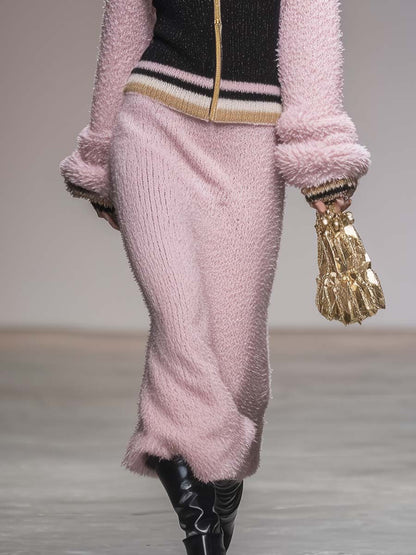 Ensemble Sportif Chic Rétro : Sweat à Capuche Zippé et Jupe