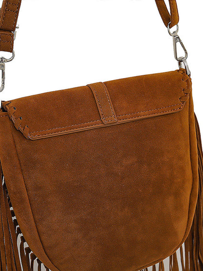 Vintage Bohème Suède Sac à Épaule avec Franges