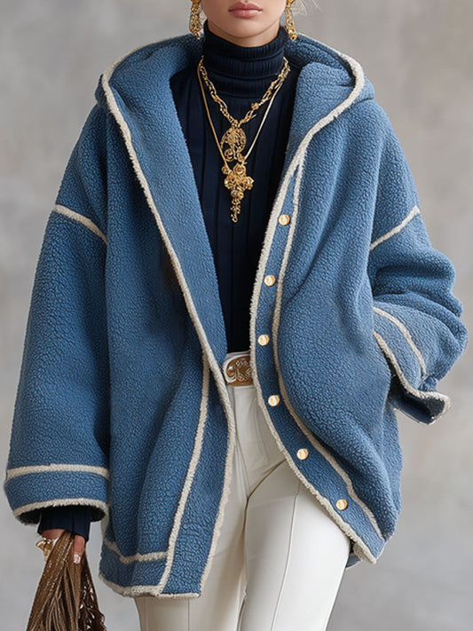 Veste en polaire oversize avec finition contrastée et boutonnage classique
