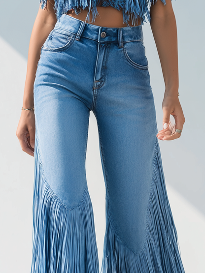 Jean Flare à Franges Vintage Chic