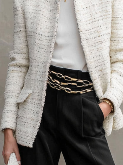 Veste en Tweed à Double Poche - Coupe Décontractée