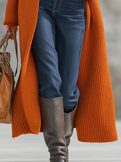 Cardigan Tricoté Orange Rétro : Élégance Décontractée