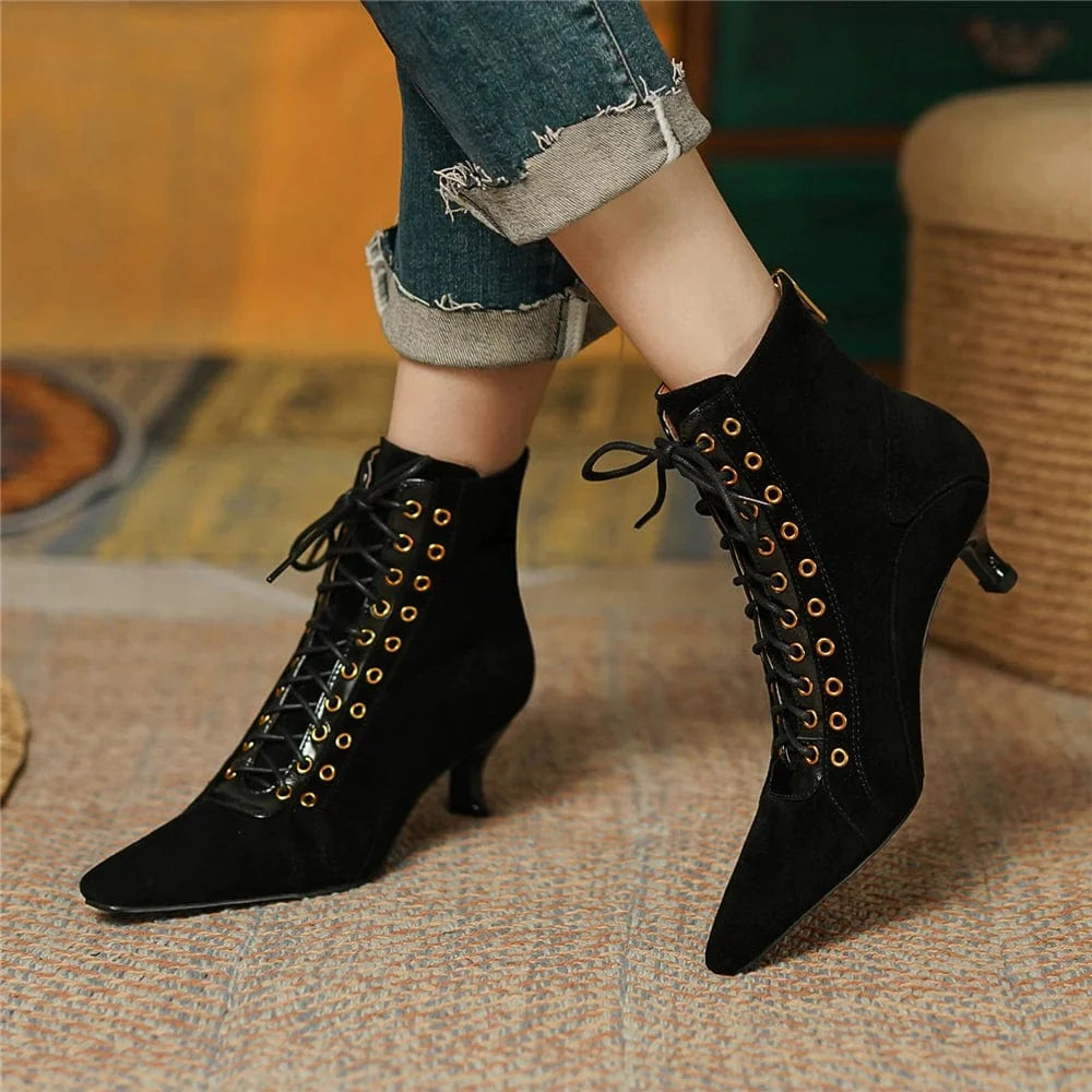 Suede Cowboy Ankle Boots