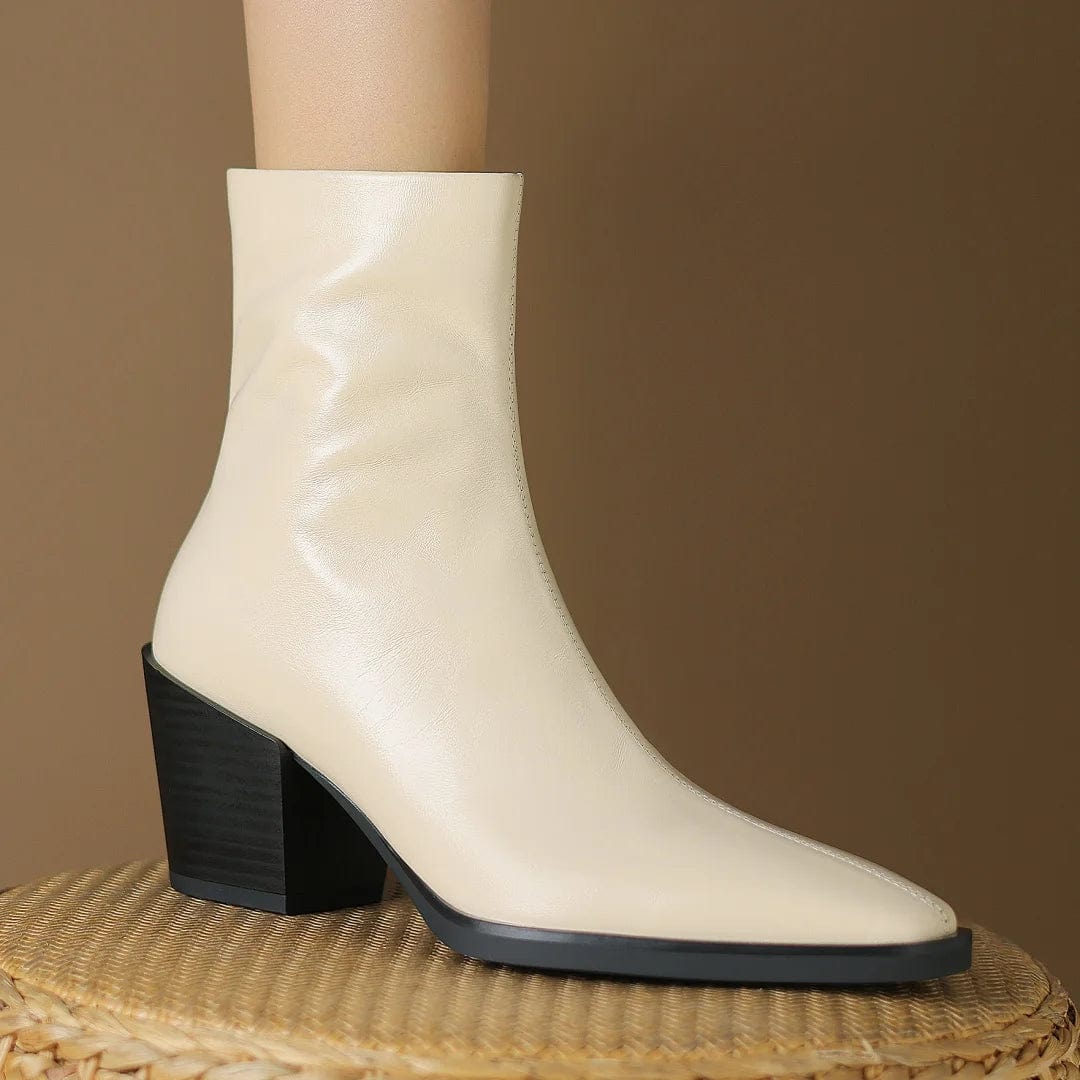 Western White Ankle Boots