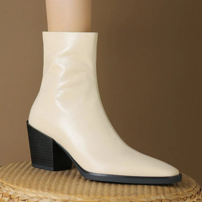 Western White Ankle Boots